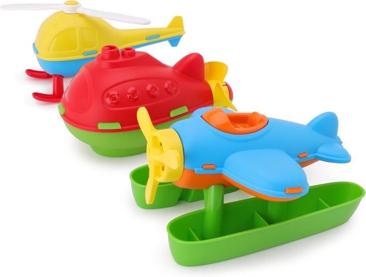Toyland® 3er-Pack – 16 cm (6 Zoll) grosser bunter Spielzeug-Helikopter, U-Boot &amp; Wasserflugzeug – Sc