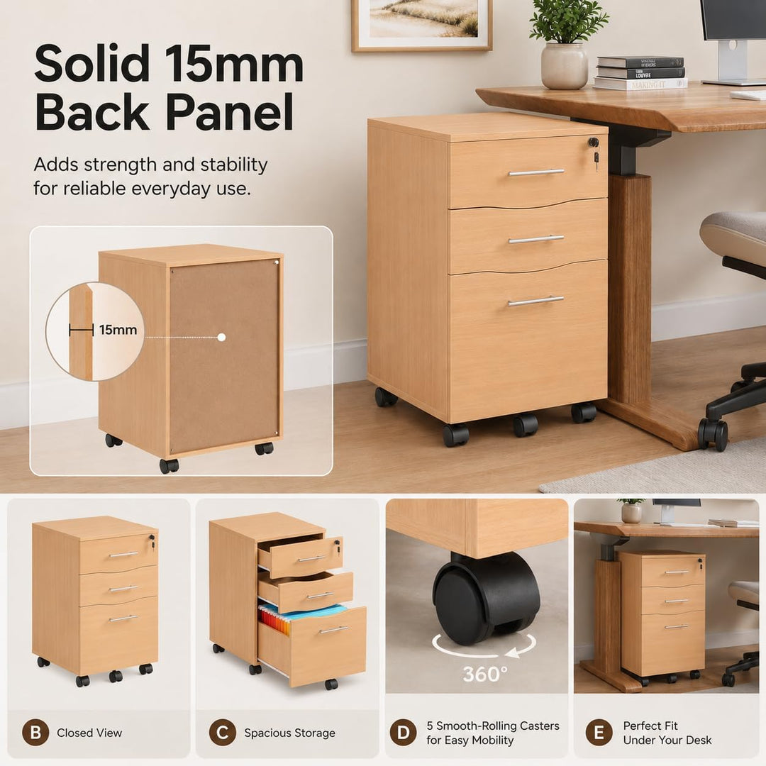 MMT Furniture Designs Ltd Untertischschubladen – Aktenschränke aus Buchenholz mit abschliessbaren Sc