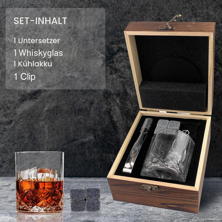Whisky Gläser Set, Whisky Steine Set, Whiskey Geschenke für Männer, Whiskey Set Geschenk Mit 4 Whisk