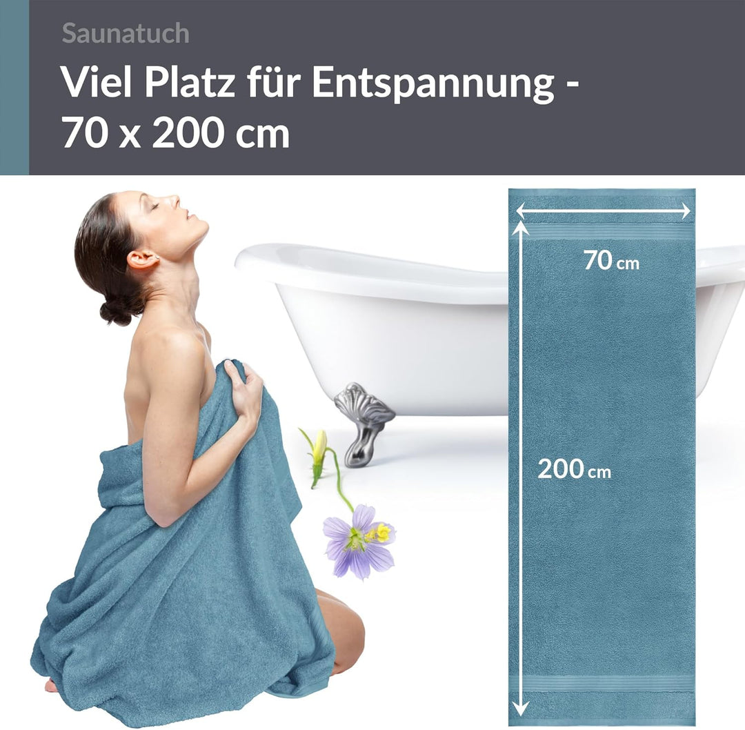 Lashuma Badehandtuch Herren Linz, Saunatuch Blau - Taubenblau, saugstarkes Strandtuch 70x200 70 x 20