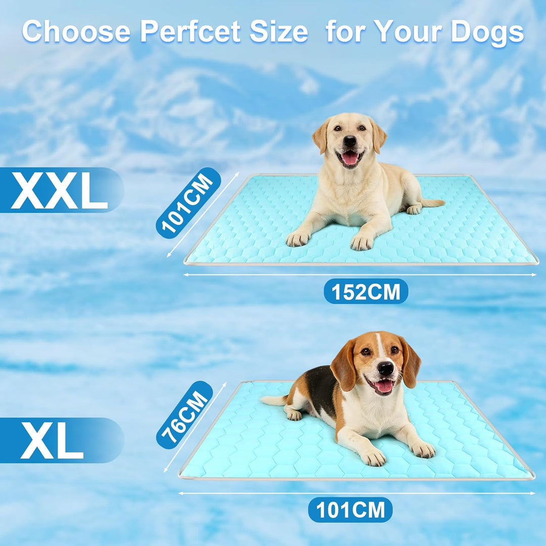 Vivifying Kühlende Hundedecke, 101 x 76 cm, Wendbare Kühlmatte für Hunde aus Eisseide mit weicher Pl