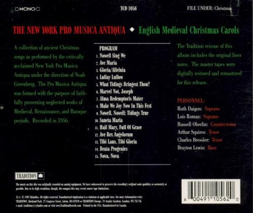 English Medieval Christmas Carols, Audio-CD