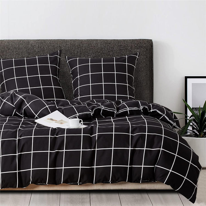 Boqingzhu Bettwäsche Kariert 135x200cm Schwarz Weiss Karo Modern Bettwäsche Set Microfaser Einzelbet