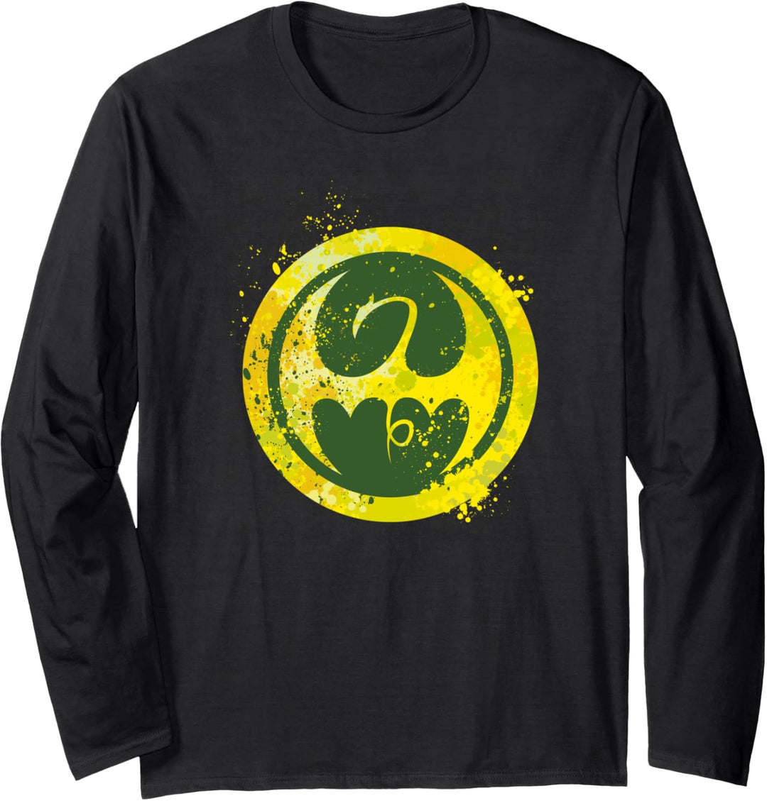 Marvel Iron Fist Splatter Paint Chest Logo Langarmshirt