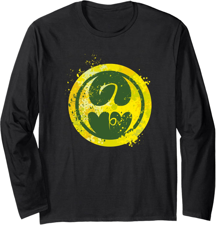 Marvel Iron Fist Splatter Paint Chest Logo Langarmshirt