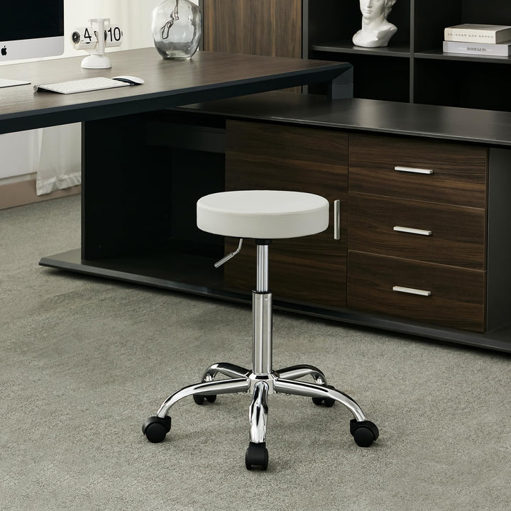 FIRAVOE Ergonomischer höhenverstellbarer Rollhocker 49,5–67,6 cm, Stabiler rückenloser Bürohocker au