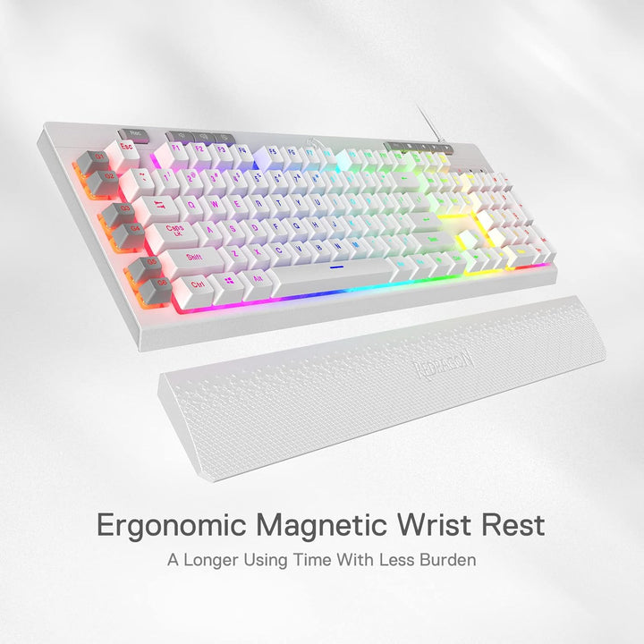 Redragon K512 Shiva US-Layout weisse Membran-Gaming-Tastatur, RGB-Beleuchtung, Programmierbare G-Tas