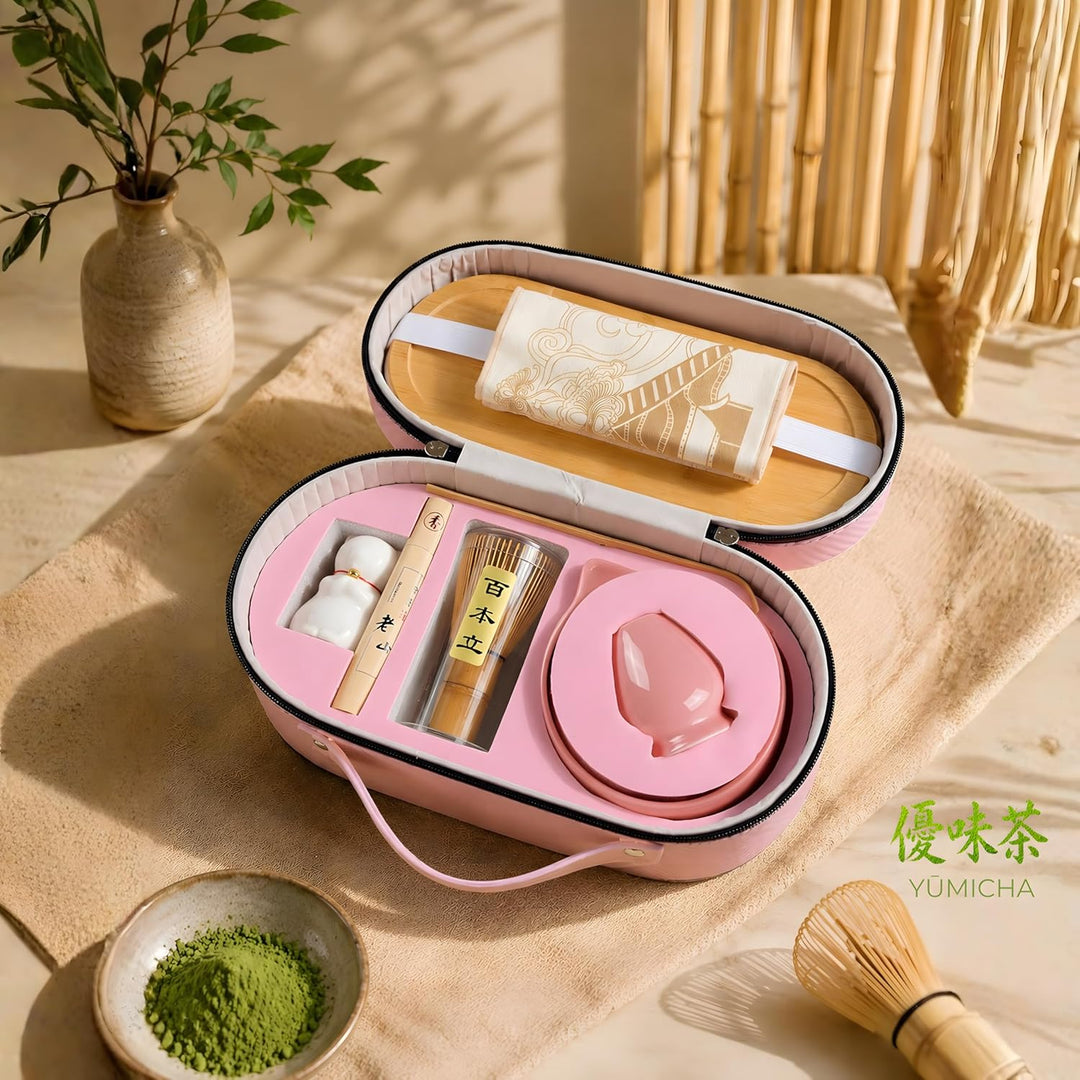 Matcha Set mit Bambusbesen, Keramikschale &amp; Sieb – Matcha Tee Starter Set inkl. Löffel, ideal als Ge