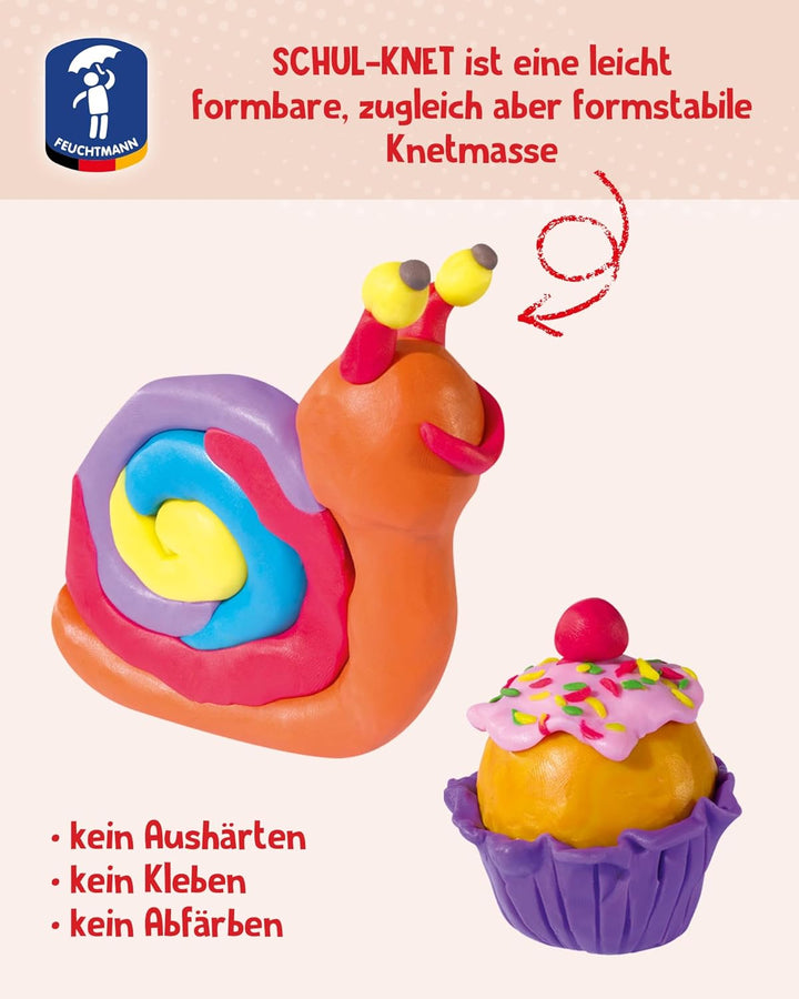 Feuchtmann SCHUL-KNET | EDU Bucket Knetset 14 x 140g Kinderknete in Stangen | vegane glutenfreie Spi