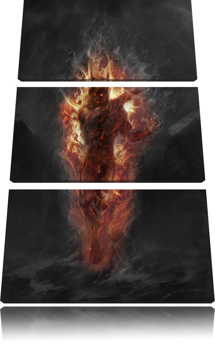 Pixxprint Verdunkelter Dämon des Feuers als Leinwandbild/Grösse: 3 Teilig (120x80 cm) cm/Wandbild/Ku