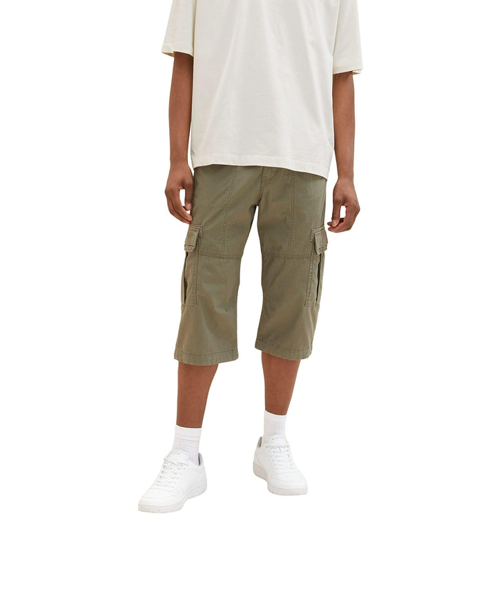 TOM TAILOR Herren Cargo Max Overknee Bermuda Shorts 28 31300 - Olive Minimal Pattern, 28 31300 - Oli