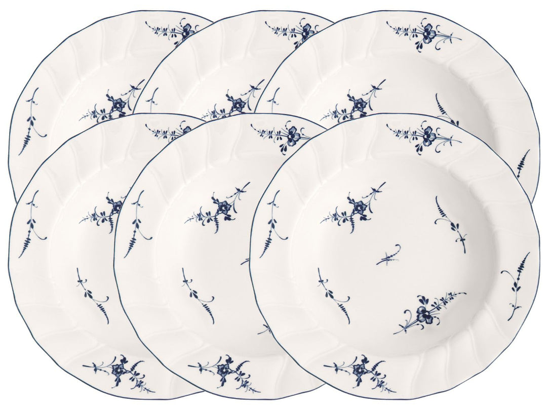 Villeroy & Boch Vieux Luxembourg Suppenteller, 23 cm, Tiefer Teller mit blauem Dekor, Premium Porzel