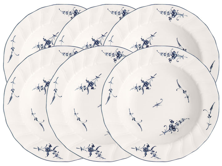 Villeroy & Boch Vieux Luxembourg Suppenteller, 23 cm, Tiefer Teller mit blauem Dekor, Premium Porzel