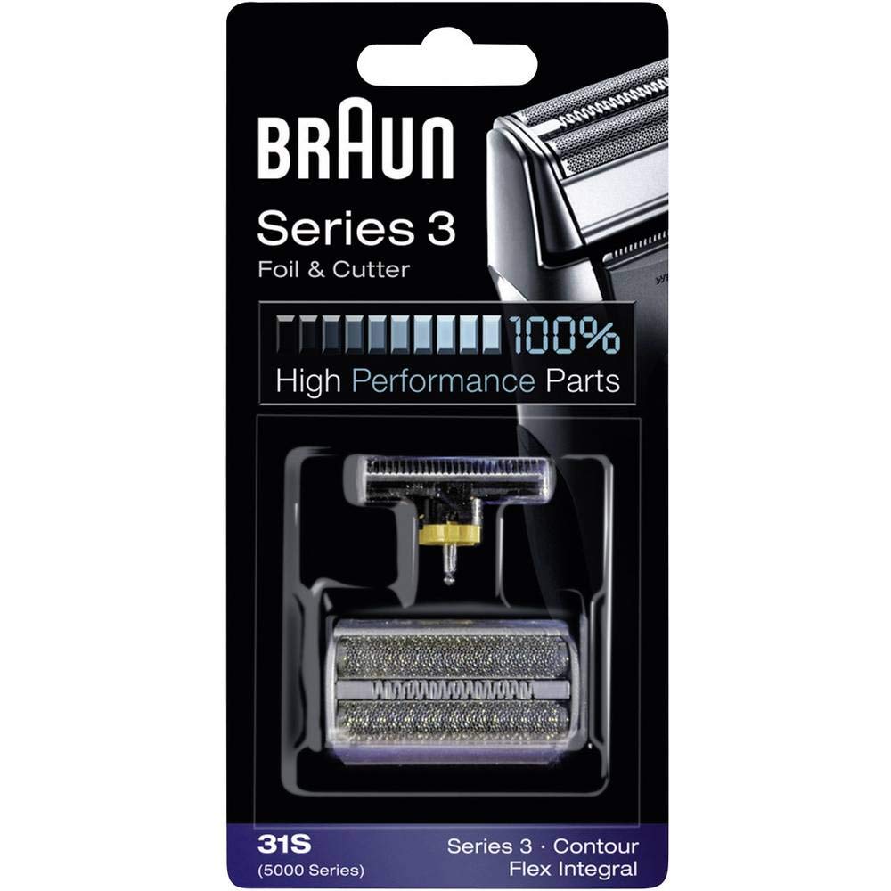 Braun Ersatzscherteil 31 S Silber, Kompatibel mit Series 3 Rasierern Scherkopf 31S, Scherkopf 31S