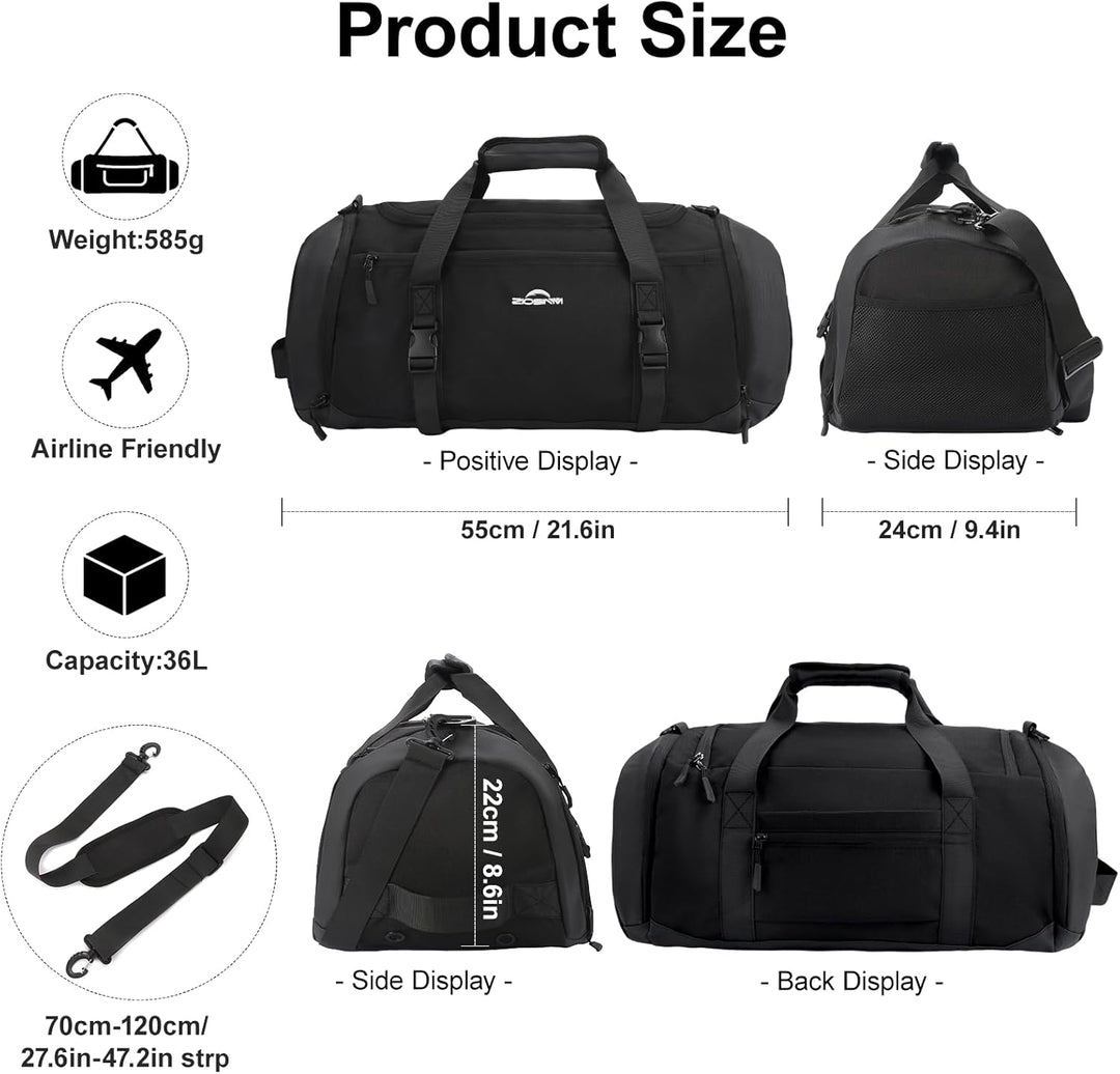 ZIOISNM Sporttasche Herren 36L Reisetasche, Sporttaschen mit Schuhfach, Nassfach und Wärmedämmungsfa