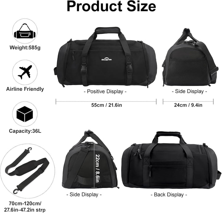 ZIOISNM Sporttasche Herren 36L Reisetasche, Sporttaschen mit Schuhfach, Nassfach und Wärmedämmungsfa