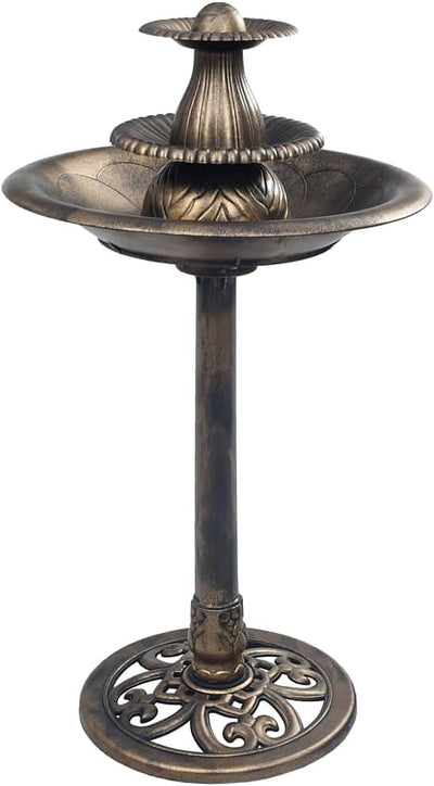vidaXL Vogelbad mit Springbrunnen Vogeltränke Wasserschale Vogel Tränke Bad Gartenbrunnen Gartendeko