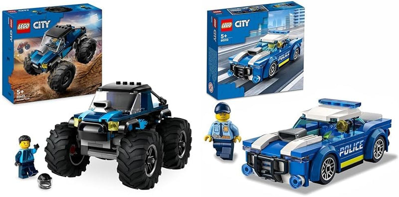 LEGO City Blauer Monstertruck, Offroad-Auto-Spielzeug, Fahrzeug-Set & City Polizeiauto, Polizei-Spie