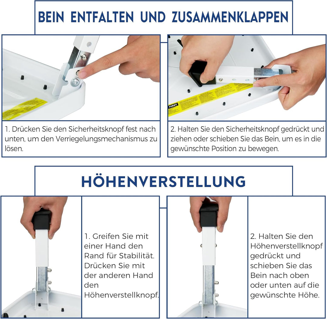 BONTEC Klapptritt, 3-stufig höhenverstellbar, bis 150 kg belastbar, rutschfeste Plattform, faltbar,