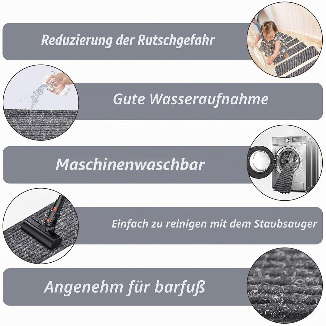 MBIGM 15er Set Stufenmatten 20 cm X 76 cm Treppenteppich Selbstklebend Sicherheit Stufenteppich für