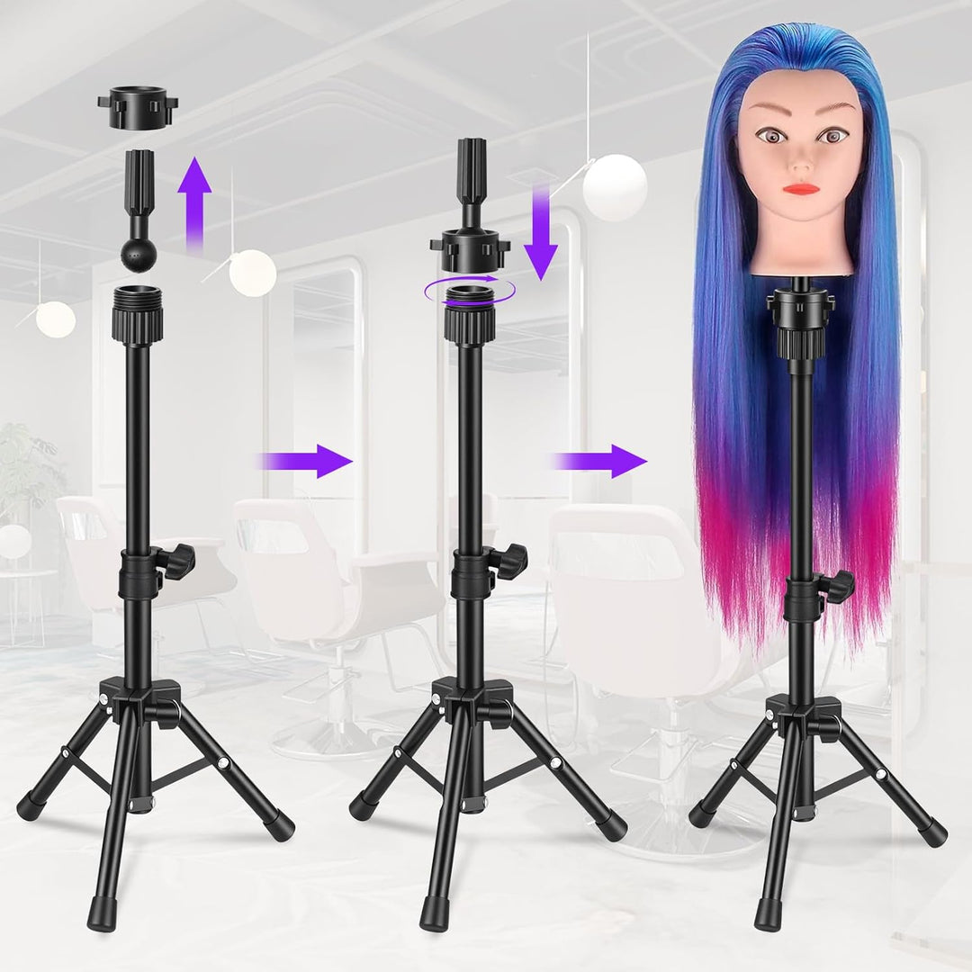 TwoWin 24.8 Zoll (63cm) Perückenständer, Frisierkopf Ständer, Verstellbar Schaufensterpuppen kopfstä