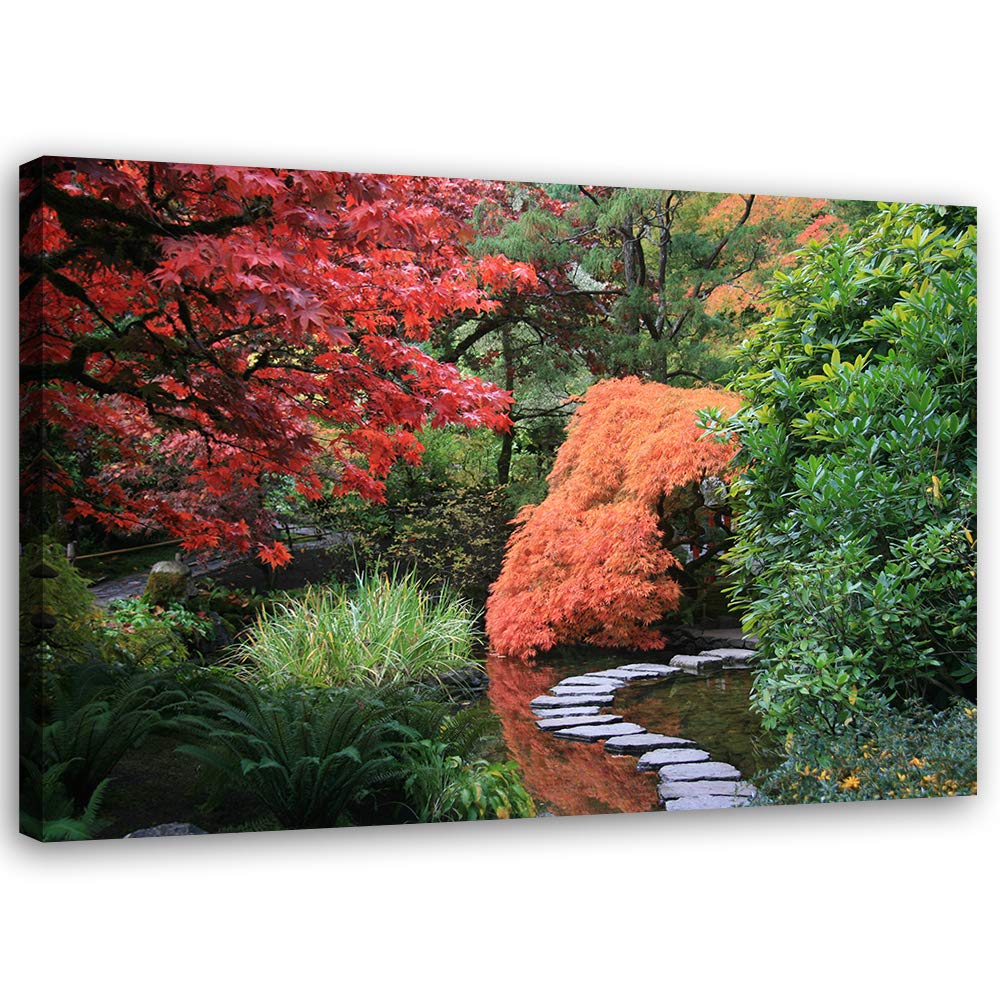 Leinwandbild XXL Garten Wandbild Kunst Japan Grün 120x80 cm Leinwandbild 120x80 cm Grün_d, Leinwandb
