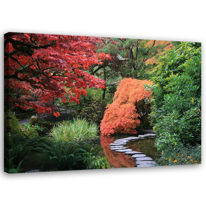 Leinwandbild XXL Garten Wandbild Kunst Japan Grün 120x80 cm Leinwandbild 120x80 cm Grün_d, Leinwandb