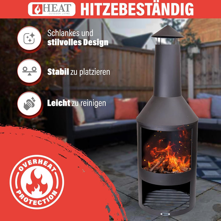 Larvik - Terrassenofen - Feuertonne & Feuerstelle für entspannte Abende - Feuersäule Outdoor - Terra