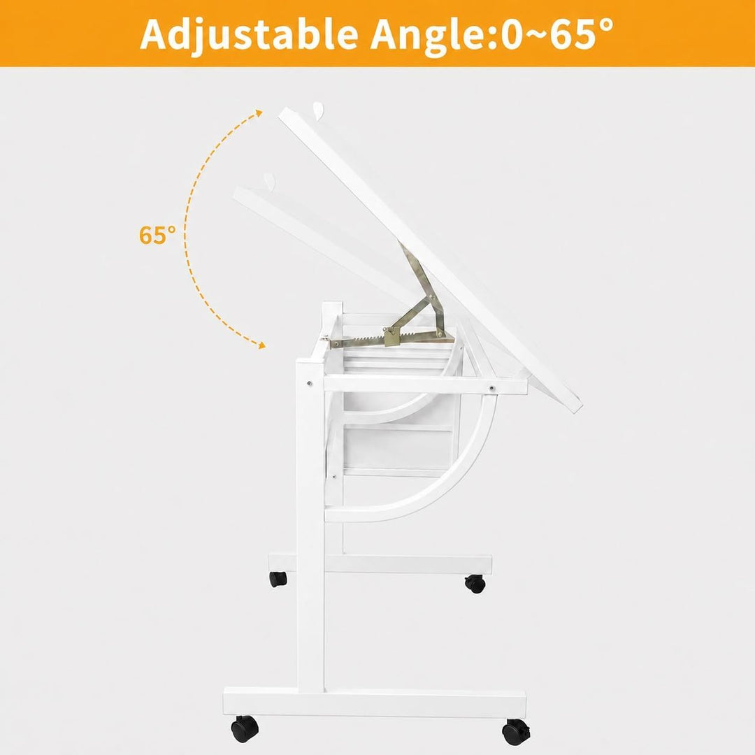Puzzletisch 1500T Metall Neigbar 0-65° 4Abl. 2Schub. Rollen Weiss C Eichenholz, C Eichenholz