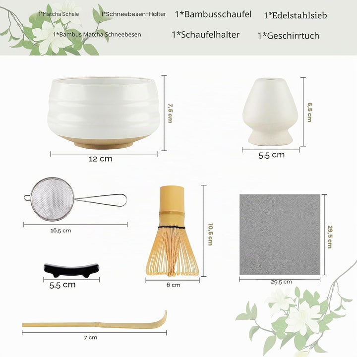 7PCS Matcha Kit Japanische Zeremonie, Bambuslöffel, Bambusschaufel, Peitschenhalter, Matcha-Set für