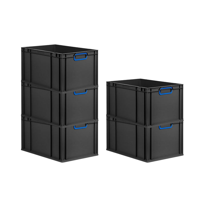 PROREGAL SparSet 5x Eurobox NextGen Color | HxBxT 32x40x60cm | 65 Liter | Griffe blau geschlossen |