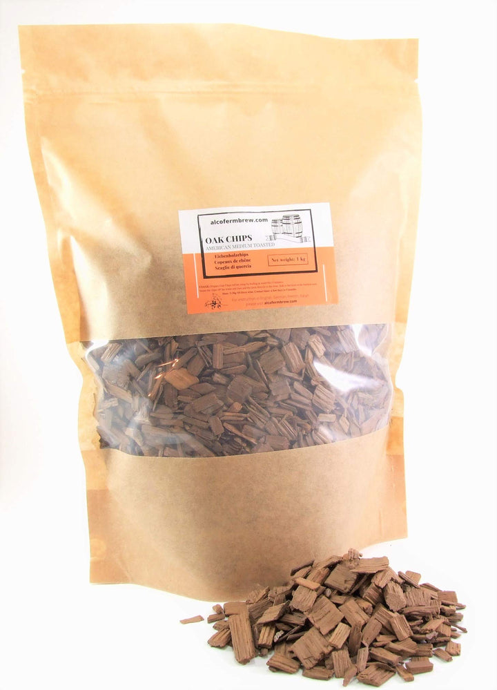 Eichenholzchips Amerikanisch (Medium Toasted) 1kg - Amerikanische Eichenholzchips | Eichenholzspäne