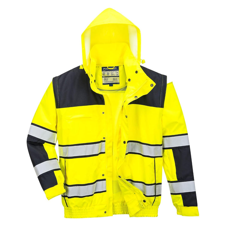 Portwest Klassische Warnschutz-Pilotjacke, Grösse: XL, Farbe: Gelb/Schwarz, C466YBRXL XL gelb / schw