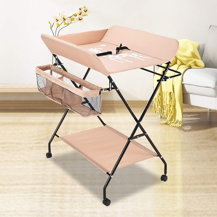 Klappbar Wickelunterlage und Tragbarer, Wickelaufsatz Baby mit Motiv Giraffe, Höhenverstellbar, Wick