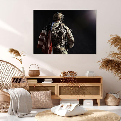 Bilder auf Leinwand 100x70cm Leinwandbild mit Rahmen Soldat Armee Gross Wanddeko Bild Schlafzimmer K