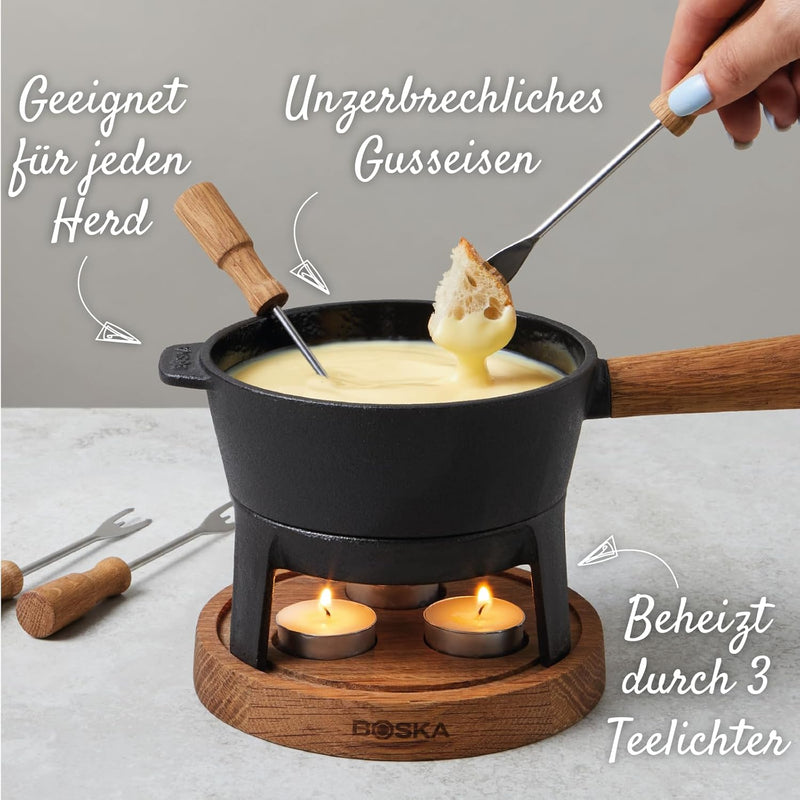 Boska Fondue-Set Pro S - 700 ml - 350 Gramm geschmolzenen Käse - geeignet für Käsefondue - mit Candl