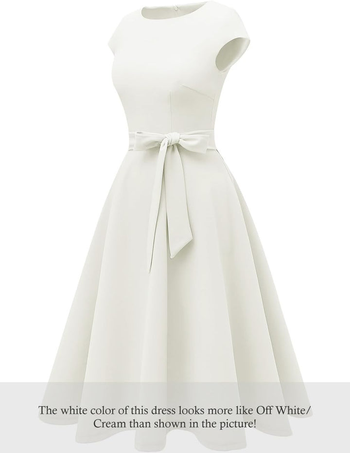 DRESSTELLS Cocktailkleid Damen Festliche Kleider 1950er Knielang Rockabilly Hochzeitkleid Swing Part