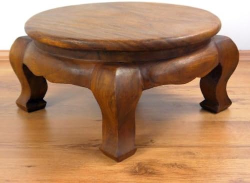 livasia Runder Opiumtisch, Beistelltisch aus Massivholz, Couchtisch, Nachttisch Braun 50cm, Braun 50