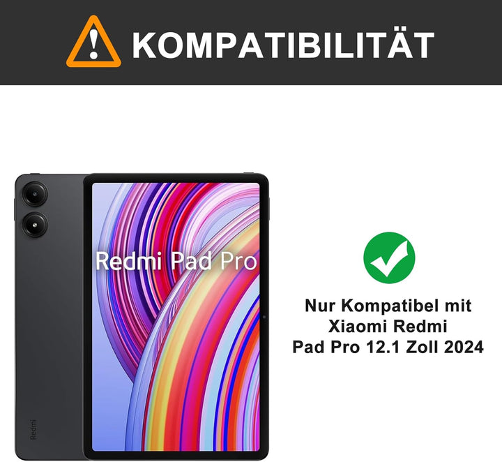 Tastatur für Redmi Pad Pro 12.1"/Xiaomi Poco Pad 2024, Lila | Hülle mit Tastatur für Xiaomi Redmi Pa