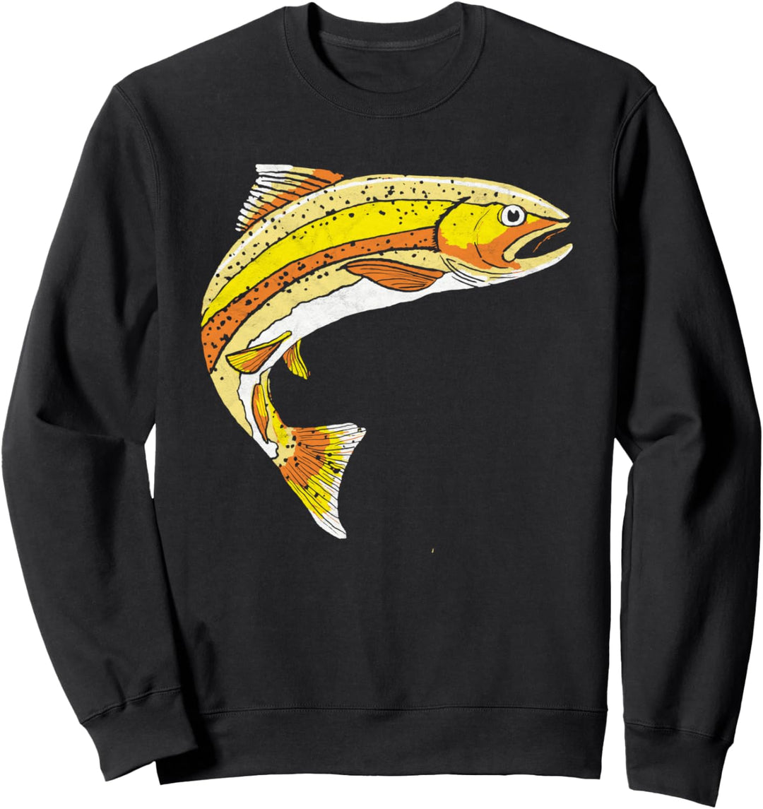 Vintage Brown Trout Fishing Retro Fish Graphic Sweatshirt