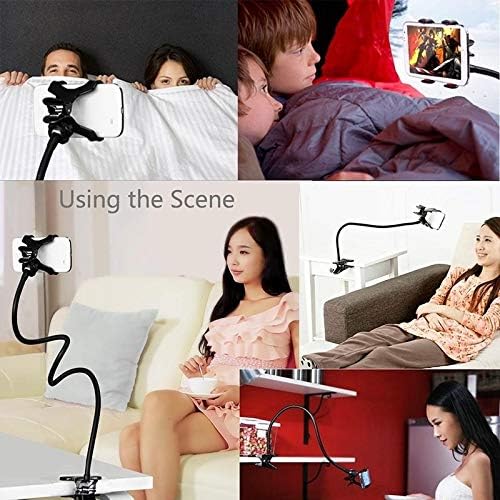 Flexible Metal Long Arm Lazy Bracket Holder with Phone Clamp & Desk Clip. Multi-Function: Desktop, B