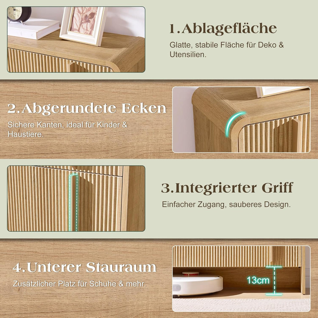 LUXOAK Schuhschrank mit 3 Klappen, Verstellbare Trennwände & Anti-Kipp-Sicherung, Abgerundete Ecken,