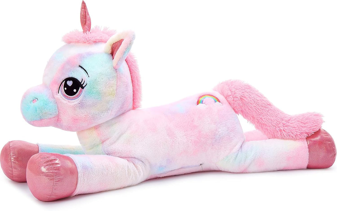 MorisMos riesen Einhorn Kuscheltier XXL,110cm Pink Rosa gross Einhorn plüschtier Stofftier, Geburtst