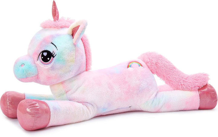 MorisMos riesen Einhorn Kuscheltier XXL,110cm Pink Rosa gross Einhorn plüschtier Stofftier, Geburtst