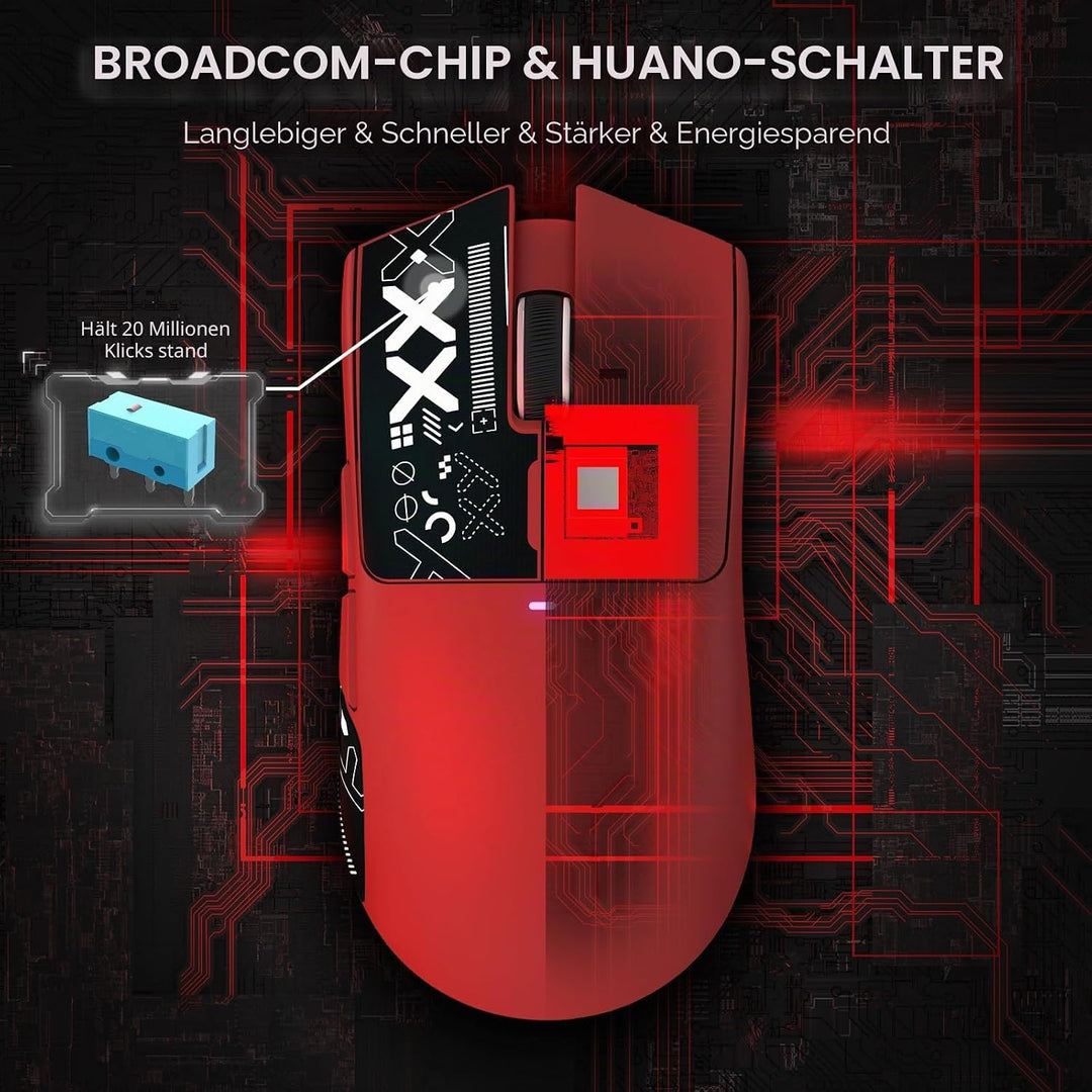 LexonElec x Attack Shark X11 Kabellose Gaming-Maus mit RGB Magnetische Ladestation, PixArt PAW3311-S
