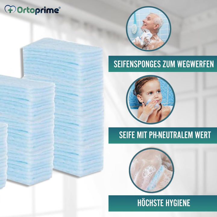 120x EINWEG SEIFENSCHWAMM Badeschwamm für Babys Kinder und Erwachsene - 120 Stück - Badeschwamm für