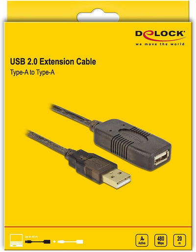 Delock Kabel USB 2.0 Verlängerung, aktiv 20 m Single