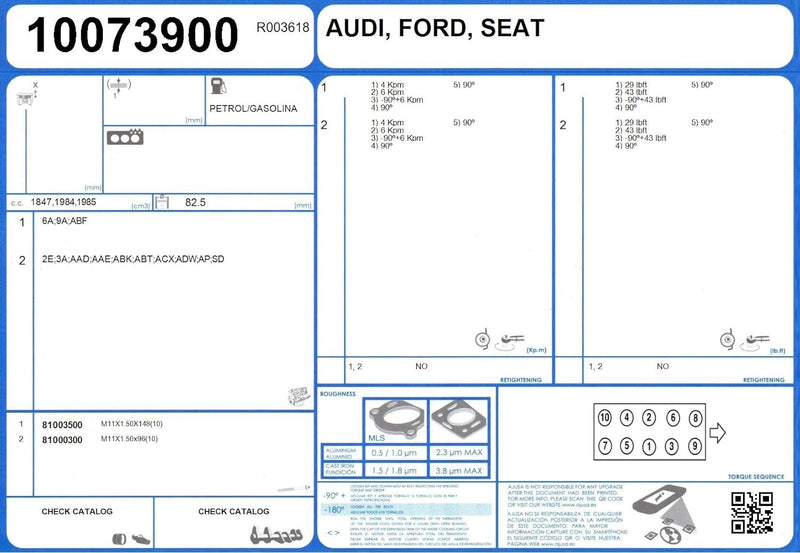 AJUSA 50107300 Dichtungsvollsatz, Motor