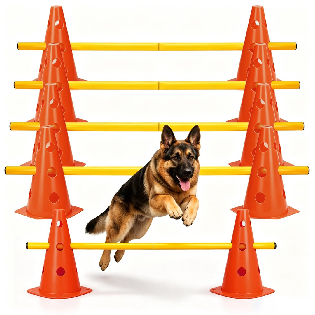 Agility Set Hunde, Agility Trainingsgerät Sports Cavaletti Hunde Steckhürdenset, Kegel Trainingshürd