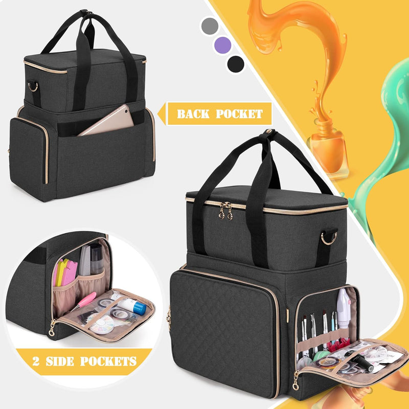 Luxja Nagellack Tasche, Nagellack Aufbewahrung Tasche für 70 Flaschen Nagellack und Nagellampe, Nage